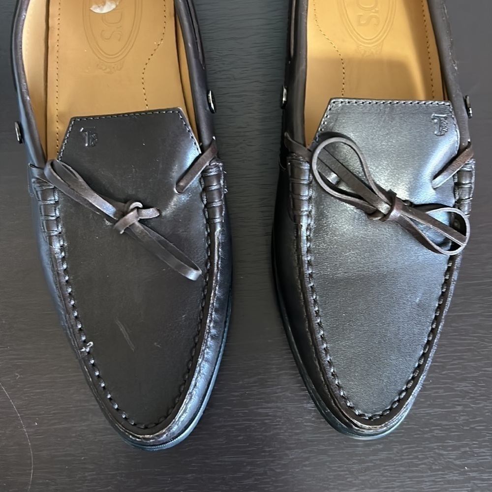 TODS CITY GOMMINO LEATHER DRIVING SHOES Mens Dark Brown Italian Sz 40 US 8 - Picture 4 of 14